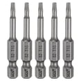 thumbnail image 1 of Uxcell 5pcs T10 Torx Head Screwdriver Bit 1/4" Hex Shank 2" (50mm) Long Magnetic No Hole Tip 6 Point Star Screw Driver, 1 of 7