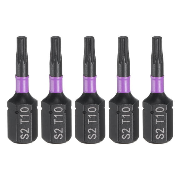 Uxcell 5pcs T10 Torx Screwdriver Bit 1/4" Hex Shank 25mm/1" Length Magnetic Star 6 Point Head S2 Steel Screw Driver Bit for Electric Manual Screwdrivers Precision Repair