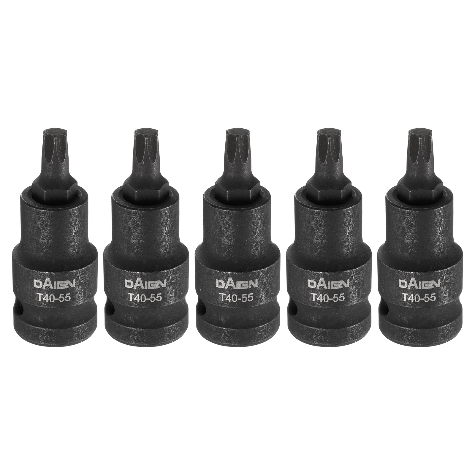 Uxcell 5pcs T40 Torx Bit Socket 55mm/2.17" Length 1/2" Square Drive Star 6 Point Extension Impact Bit Power Nut Driver Set S2 Steel Socket Ratchet Wrench Bits, Black