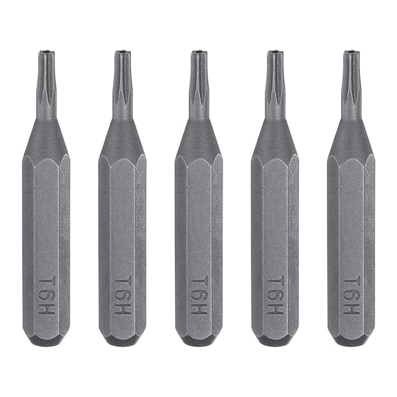 Uxcell 5pcs T6H Torx Screwdriver Bit 5/32" Hex Magnetic Star 6 Point Head S2 Steel
