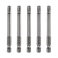 thumbnail image 1 of Uxcell 5pcs TT30 Security Torx Head Screwdriver Bit 3" (75mm) Long 1/4" Hex Shank Magnetic Tamper Proof 6 Point Star Screw Driver, 1 of 7