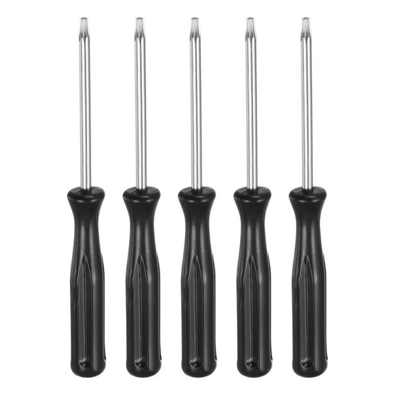 Uxcell 5pcs Torx Screwdriver T8H 4" Length Star 6 Point Head Precision Screw Driver with Non-slip Handle, Black
