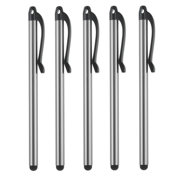 Uxcell 5pcs Touch Screen Pens Metallic Stylus Pen Aluminum Alloy Metal Capacitive Pens with Stylus Tips, Dark Grey