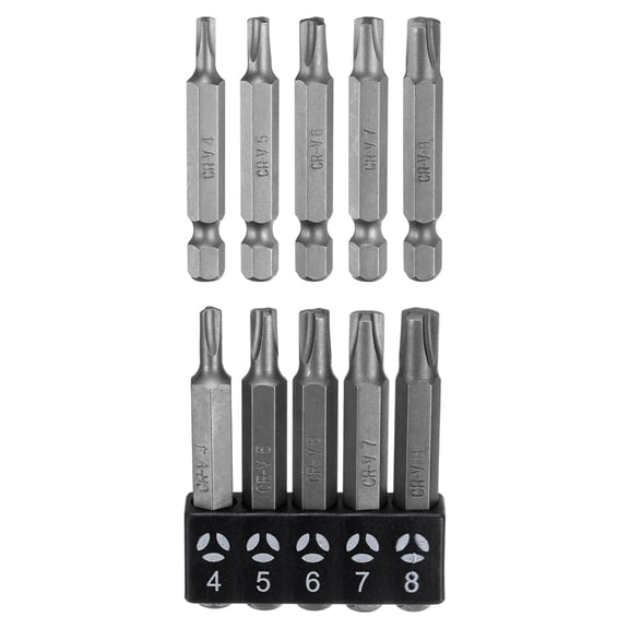 Uxcell 5pcs Tri-Drive Plum Magnetic Screwdriver Insert Bits #4/5/6/7/8 1/4" Hex Shank 2" Length Special Shaped Power Drill Bits with Bit Holder