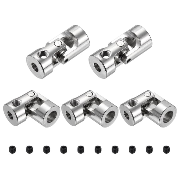 Uxcell 5pcs Universal Joint Shaft Coupling, 4mm to 6mm Inner Dia Rotatable Steering Shaft U Joints Coupler with Screws for RC Car, Robot, Boat Drive Ship Motor Use