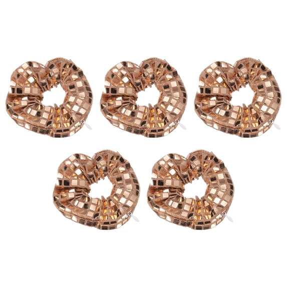 Uxcell 5pcs Velvet Scrunchie with Pocket Zipper (2 Inch) - Bright Elastic Bands Hair Ties Girls Women Hidden Compartment Pockets, for Ponytail Holder Travel Coins Keys, Champagne
