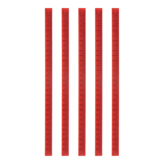 Uxcell 5pcs Whiteboard Magnetic Ruler 29cm Metric Blackboard Straight Rulers Office Measuring Tools, Coral Red