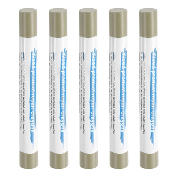 Uxcell 5pcs Wood Filler Sticks Wooden Wax Touch Up Furniture Repair Crayons for Scratch Cracks Hole Table Wood Floor, Khaki 3