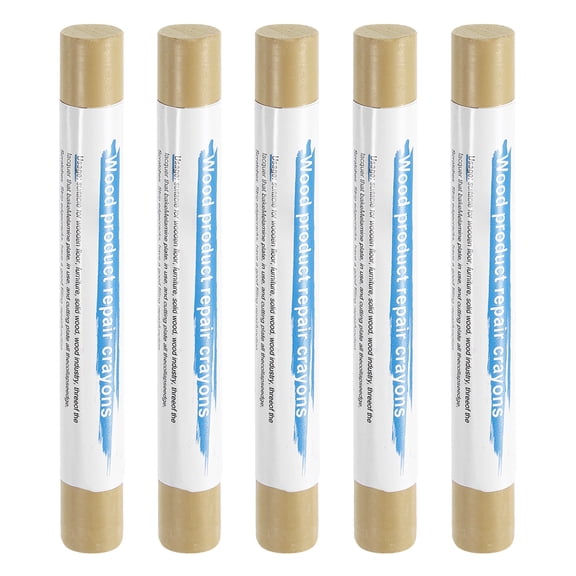 Uxcell 5pcs Wood Filler Sticks Wooden Wax Touch Up Furniture Repair Crayons for Scratch Cracks Hole Table Wood Floor, Little Brown
