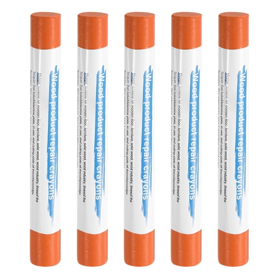 Uxcell 5pcs Wood Filler Sticks Wooden Wax Touch Up Furniture Repair Crayons for Scratch Cracks Hole Table Wood Floor, Orange