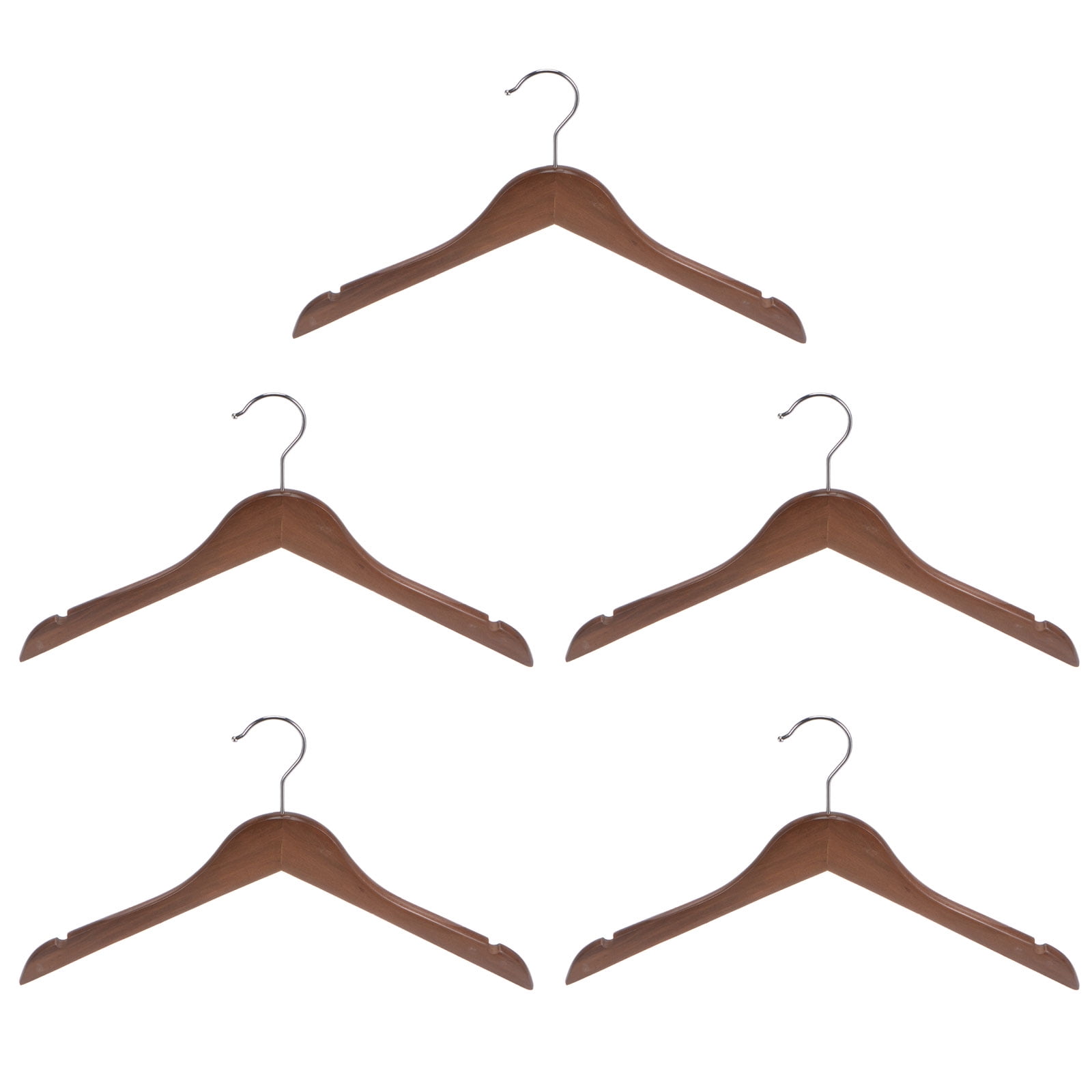 5pcs Black Wooden Suit Hangers with Precisely Cut Notches &