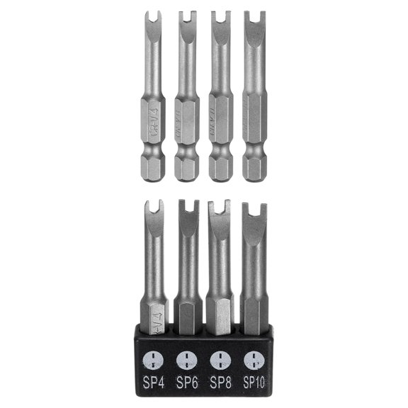 Uxcell 5pcs Y-Type Spanner Magnetic Screwdriver Insert Bits SP4/SP6/SP8/SP10 1/4" Hex Shank 2" Length Special Shaped U-ShapedPower Drill Bits with Bit Holder