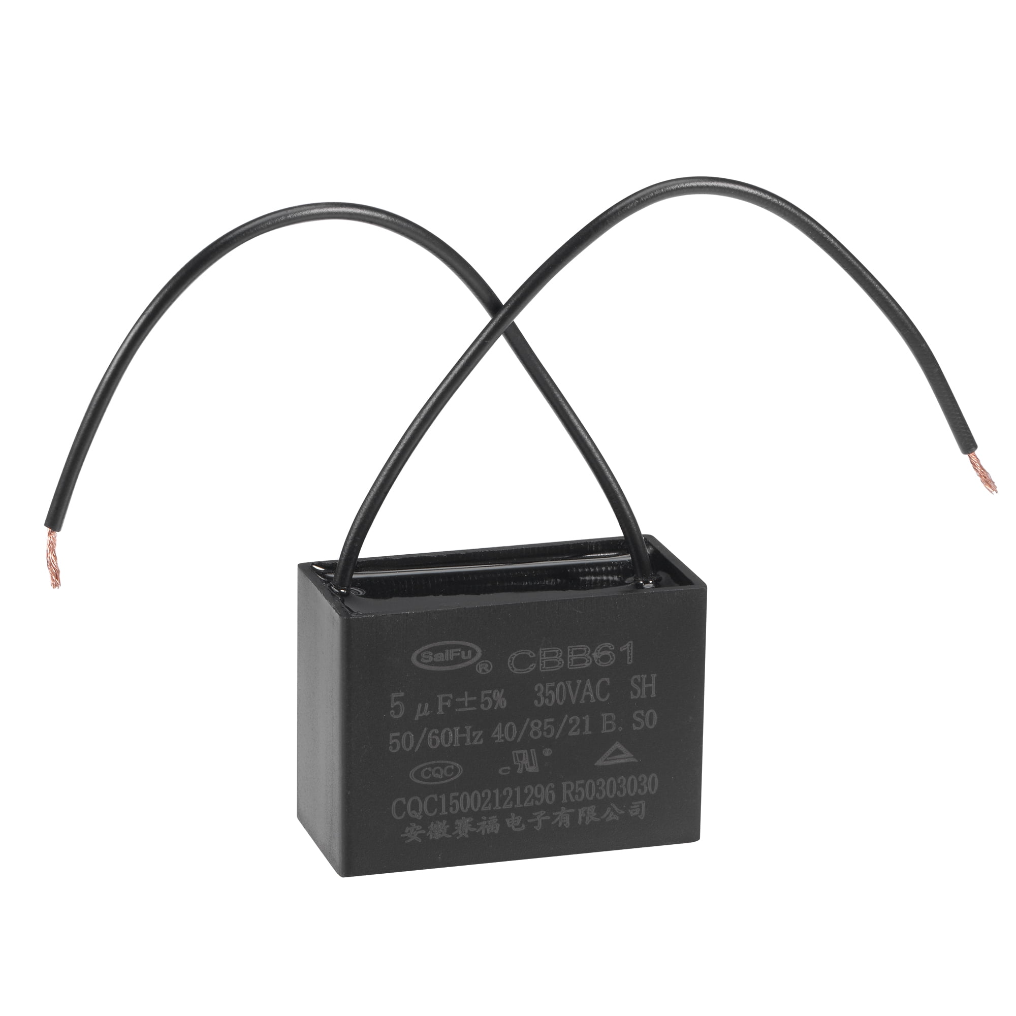 Uxcell Run Capacitor, 5uF 350V AC, 2 Wires CBB61 for Ceiling Fan, Metalized Polypropylene Film
