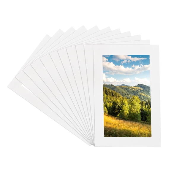 Uxcell 10x5 Mat for 8x3 Photo, 11 Pack Precut Acid-Free Mat Board White Core Picture Frame Board for Photos Show, Prints, Art Displays, White