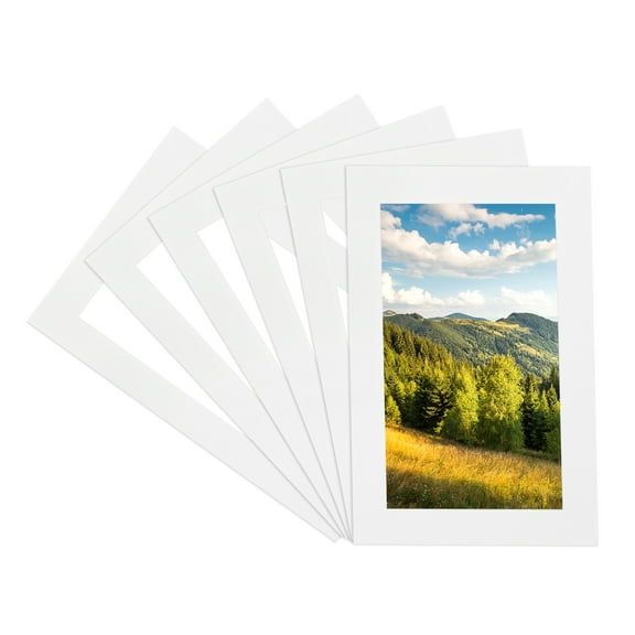 Uxcell 10x5 Mat for 8x3 Photo, 6 Pack Precut Acid-Free Mat Board White Core Picture Frame Board for Photos Show, Prints, Art Displays, White