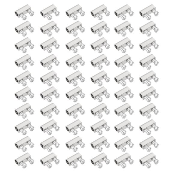Uxcell 5x4x10mm Wire Rope Cable Clamp, 60 Pack Double Hole Nickel-plated Brass Wire Rope Clips 3.0mm Line Hole with End Screw Stopper, Nickel Tone