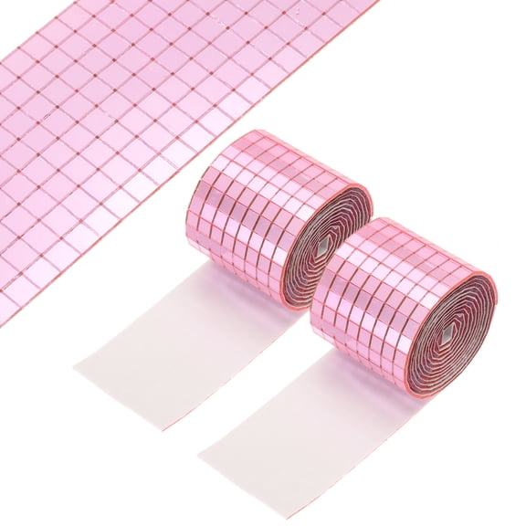 Uxcell 5x5mm Self Adhesive Mirrors Mosaic Tiles, 3200 Pcs Square Mini Glass Mosaic Disco Tile Sticker for DIY Craft Disco Ball Party Decoration, Pink