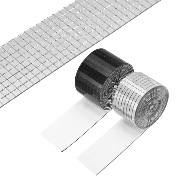 Uxcell 5x5mm Self Adhesive Mirrors Mosaic Tiles, 6400 Pcs Square Mini Glass Mosaic Disco Tile Sticker for DIY Craft Disco Ball Party Decoration, Black Silver