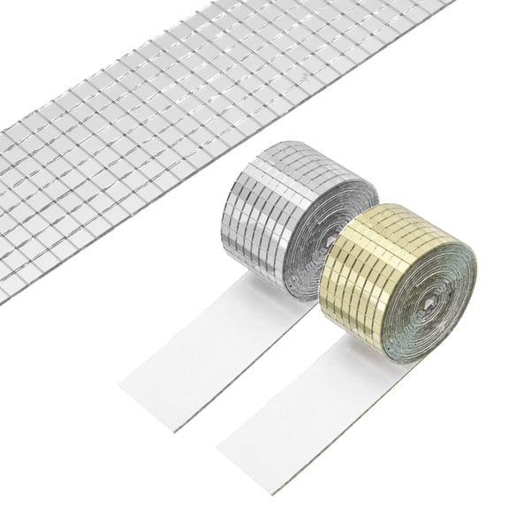 Uxcell 5x5mm Self Adhesive Mirrors Mosaic Tiles, 6400 Pcs Square Mini Glass Mosaic Disco Tile Sticker for DIY Craft Disco Ball Party Decoration, Gold Silver