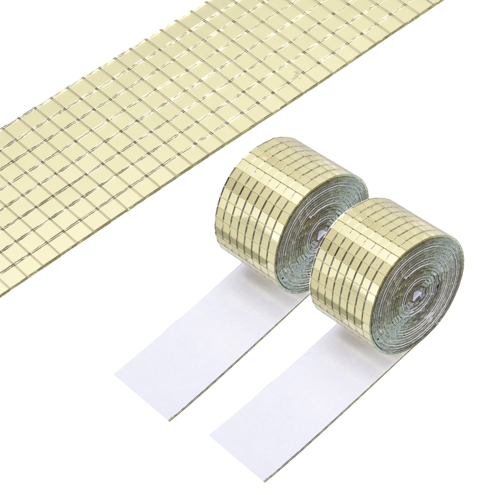 Uxcell 5x5mm Self Adhesive Mirrors Mosaic Tiles, 6400 Pcs Square Mini Glass Mosaic Disco Tile Sticker for DIY Craft Disco Ball Party Decoration, Gold Tone