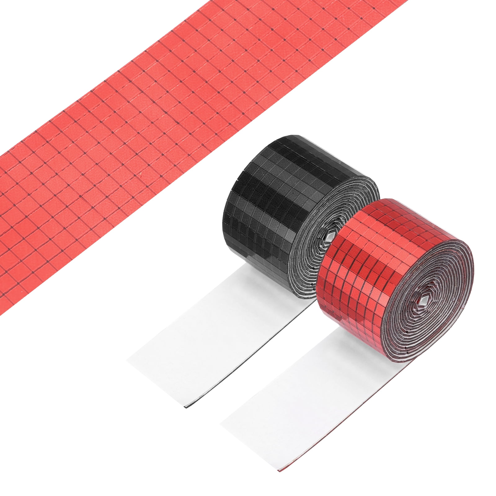 Uxcell 5x5mm Self Adhesive Mirrors Mosaic Tiles, 6400 Pcs Square Mini Glass Mosaic Disco Tile Sticker for DIY Craft Disco Ball Party Decoration, Red Black