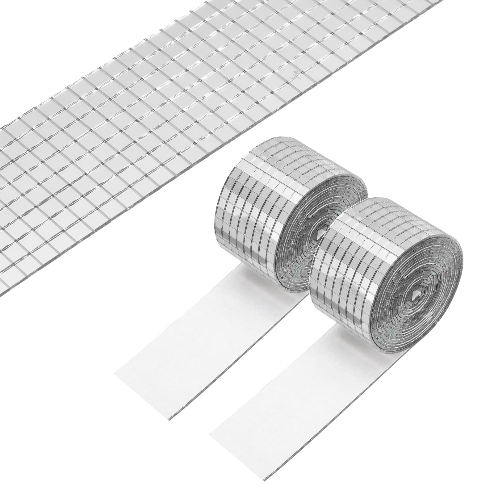 Uxcell 5x5mm Self Adhesive Mirrors Mosaic Tiles, 6400 Pcs Square Mini Glass Mosaic Disco Tile Sticker for DIY Craft Disco Ball Party Decoration, Silver Tone