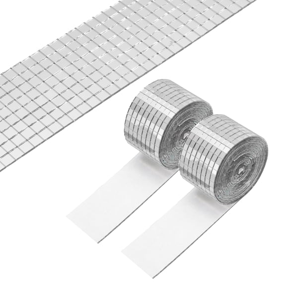 Uxcell 5x5mm Self Adhesive Mirrors Mosaic Tiles, 6400 Pcs Square Mini Glass Mosaic Disco Tile Sticker for DIY Craft Disco Ball Party Decoration, Silver Tone