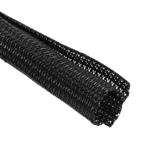 Uxcell 6-1/2 Inch ID Split Loom Tubing 5ft Polyester Cord Protector Wire Cable Sleeve for USB Cable Power Cord, Black
