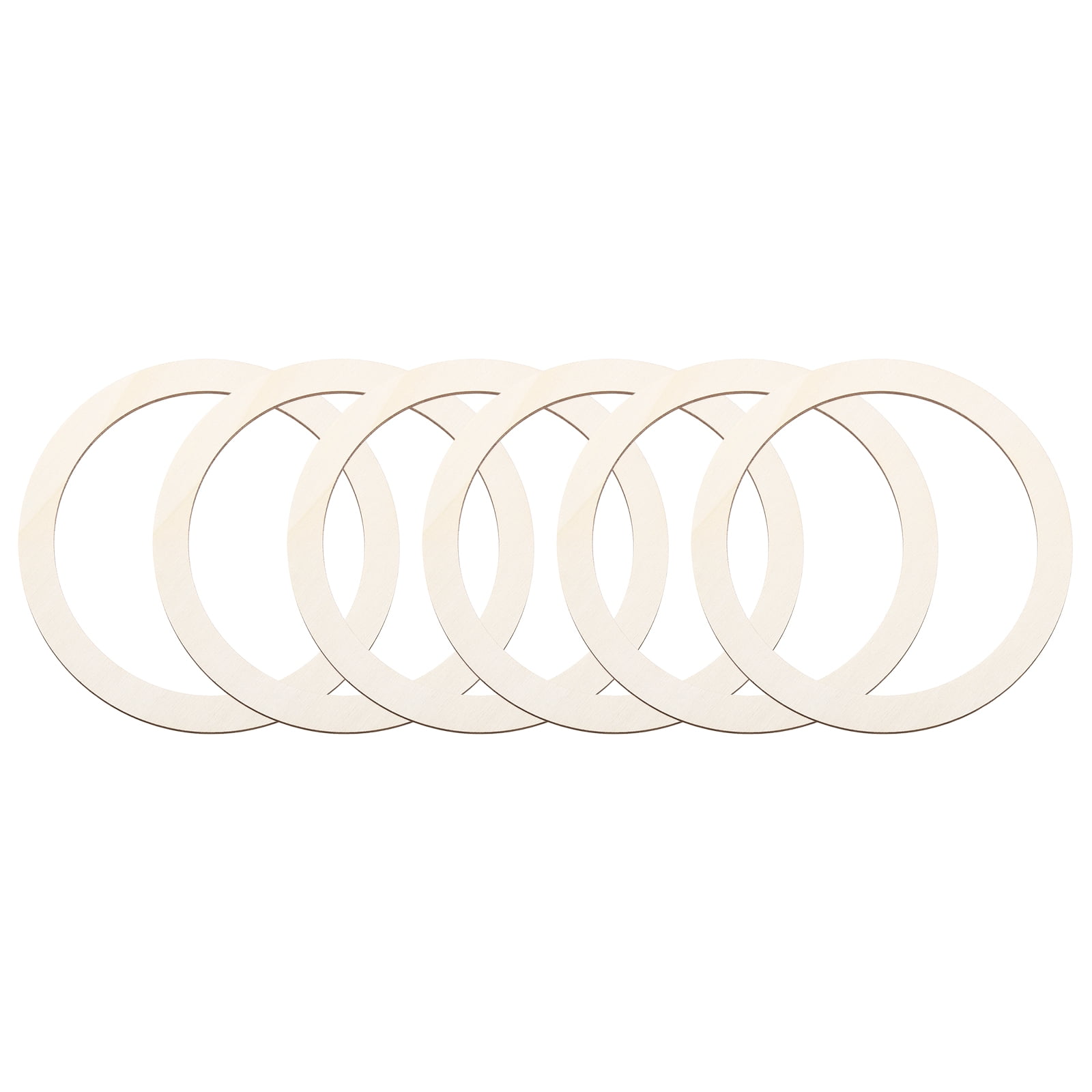 Uxcell 6.1 Inch Unfinished Wood Rings Natural Wooden Ring Circle Flat ...