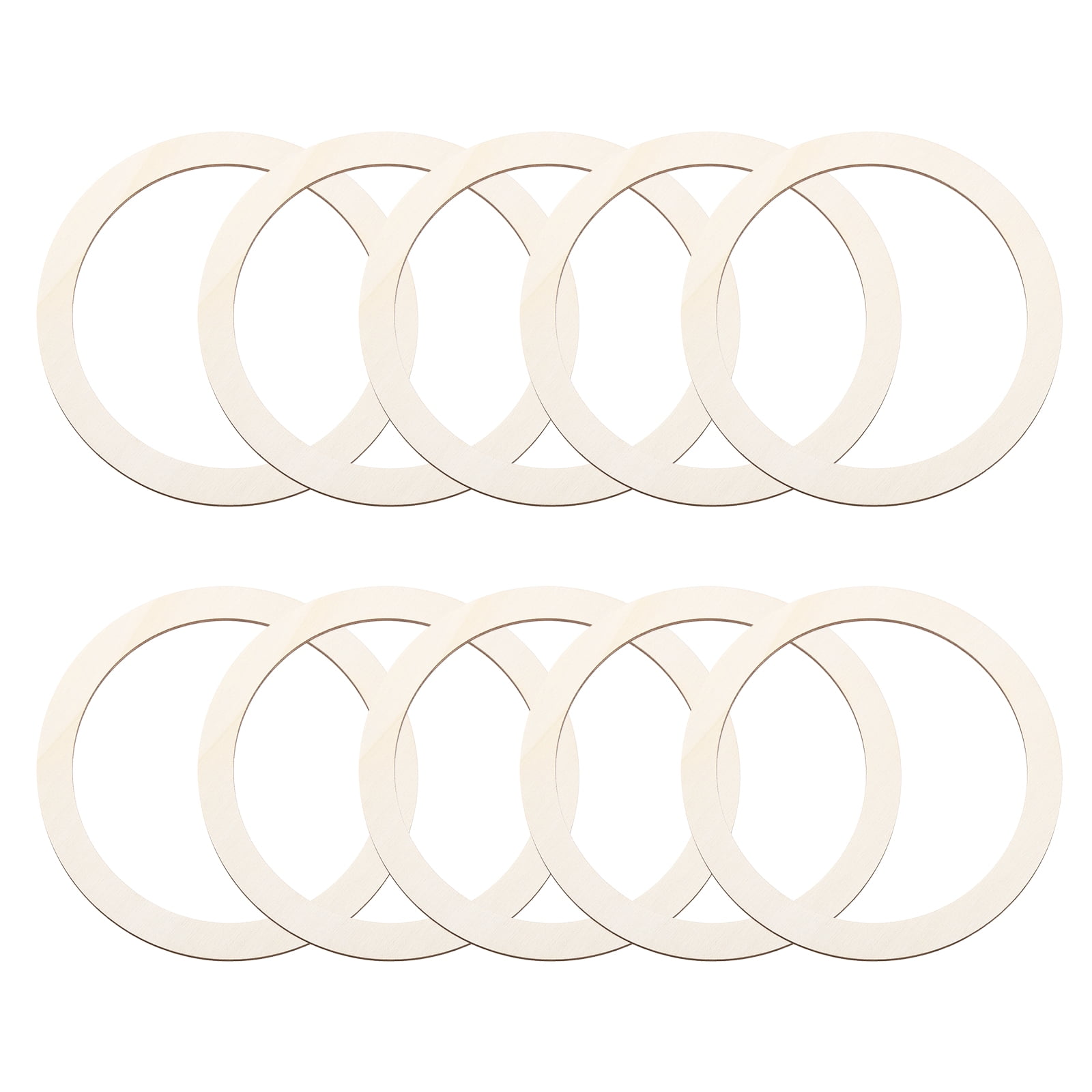 Uxcell 6.1 Inch Unfinished Wood Rings Natural Wooden Ring Circle Round ...