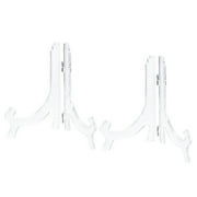 Uxcell 6.3" Acrylic Easel Stand, Folding Display Plate Holder Clear for Picture Frame 2 Pack