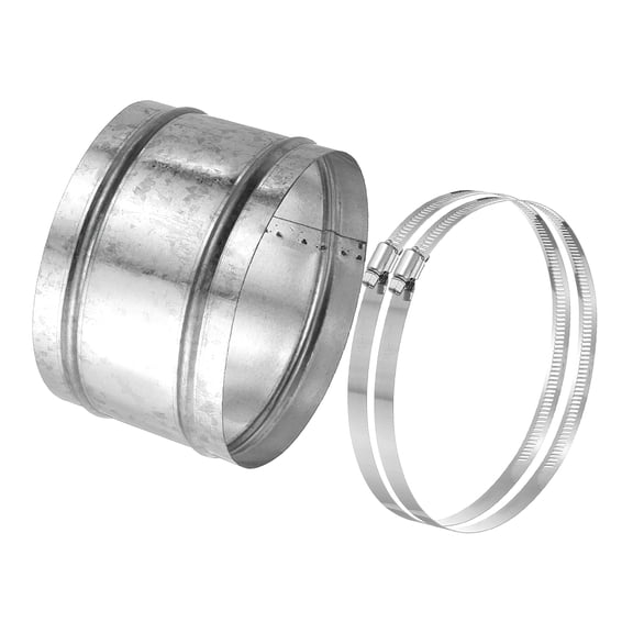 Uxcell 6.3" Duct Connector, 1 Set Galvanized Iron Duct Coupling Vent Coupler Dryer Pipe Coupling Hose Extension Connector with Duct Clamps for HVAC Exhaust Fan Vent Systems, 4" Long