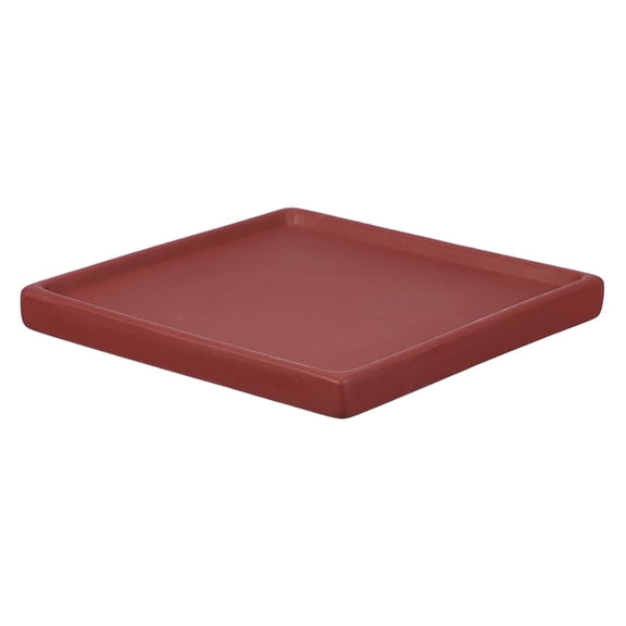 Uxcell 6.3 Inch Ceramic Plant Saucers, Square Flower Planter Water Trays Ceramic Plant Saucer Pot Tray -Fitting for (Outdoor/Indoors/Garden/Planting/Water/Flower/Coffee) Burgundy