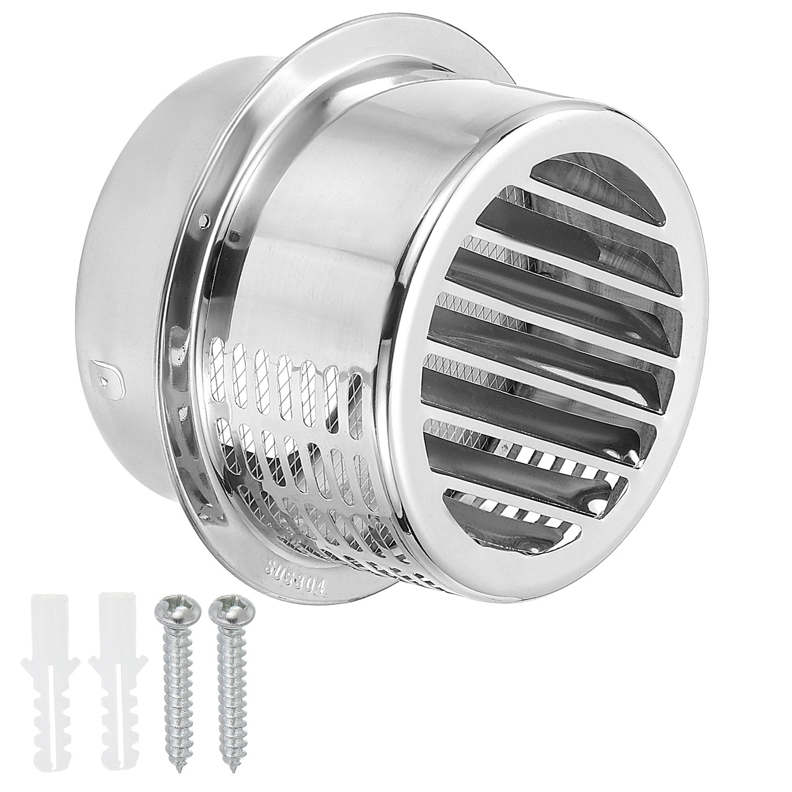 Uxcell 6" 304 Stainless Steel Vent Cover Wall Soffit Air Vent Louvered with Mesh for HVAC Exhaust Extractor Fan