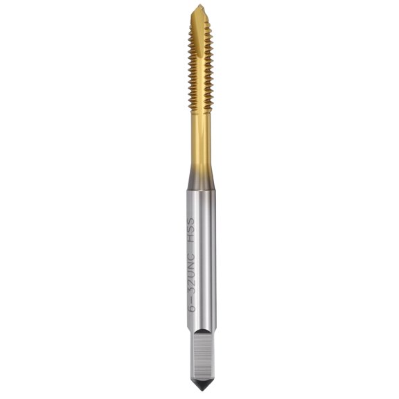 Uxcell 6-32 UNC Spiral Point Tap - M2 High Speed Steel Right Hand Thread Tap JIS Standard Titanium Finish Screw Thread Milling Machine Taps Threading Tapping