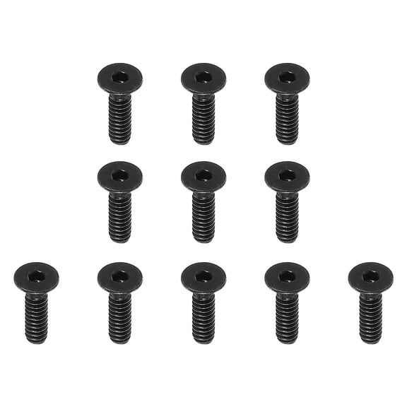 Uxcell #6-32 x 1/2 Inch Flat Countersunk Head Socket Cap Bolts Machine Screws Full Thread UNC Black Oxide, 10 Pcs