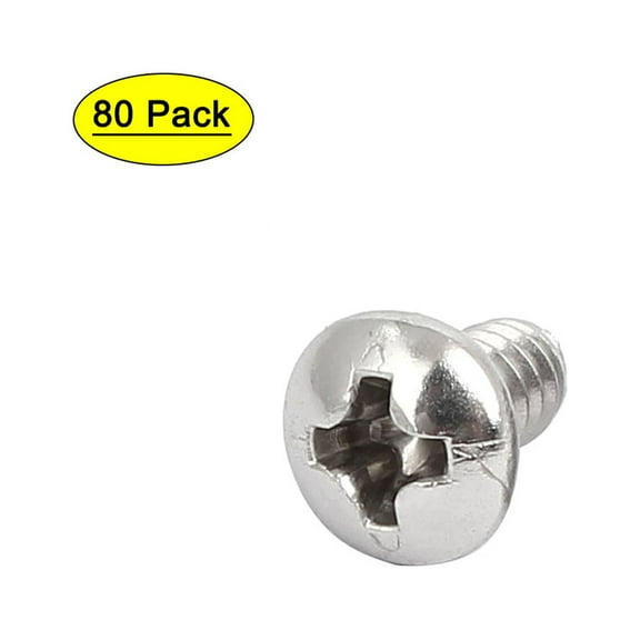 Uxcell 6#-32 x 1/4" 304 Stainless Steel Pan Head Machine Screw Bolt (80-pack)