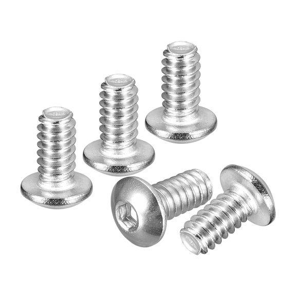 Uxcell #6-32x1/4" Button Head Socket Cap Screws - 50Pack - Good for Road Bicycle, Mountain Bike, Auto, Motorcycle - 304 Stainless Steel Whitewashed - Hex Drive Fasteners