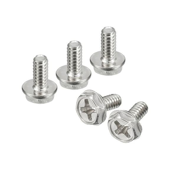 Uxcell #6 32x5/16" Phillips Hex Head Flange Bolts, 20 Pack 304 Stainless Steel Screws