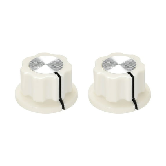 Uxcell 6.4mm/0.25" Shaft Hole Potentiometer Volume Control Rotary Knobs Effect Pedal Knobs Beige 2 pcs