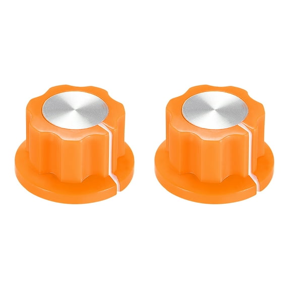Uxcell 6.4mm Shaft Hole Potentiometer Volume Control Rotary Knobs Effect Pedal Knobs Orange 2 pcs
