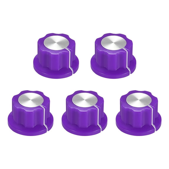 Uxcell 6.4mm Shaft Hole Potentiometer Volume Control Rotary Knobs Effect Pedal Knobs Purple 5 pcs
