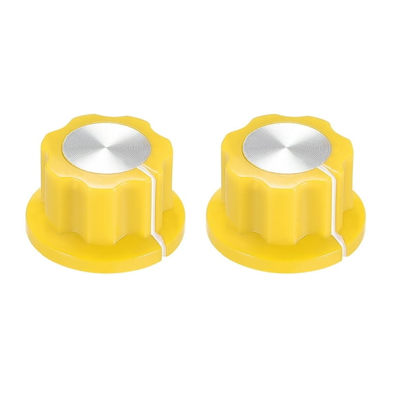 Uxcell 6.4mm Shaft Hole Potentiometer Volume Control Rotary Knobs Effect Pedal Knobs Yellow 2 pcs