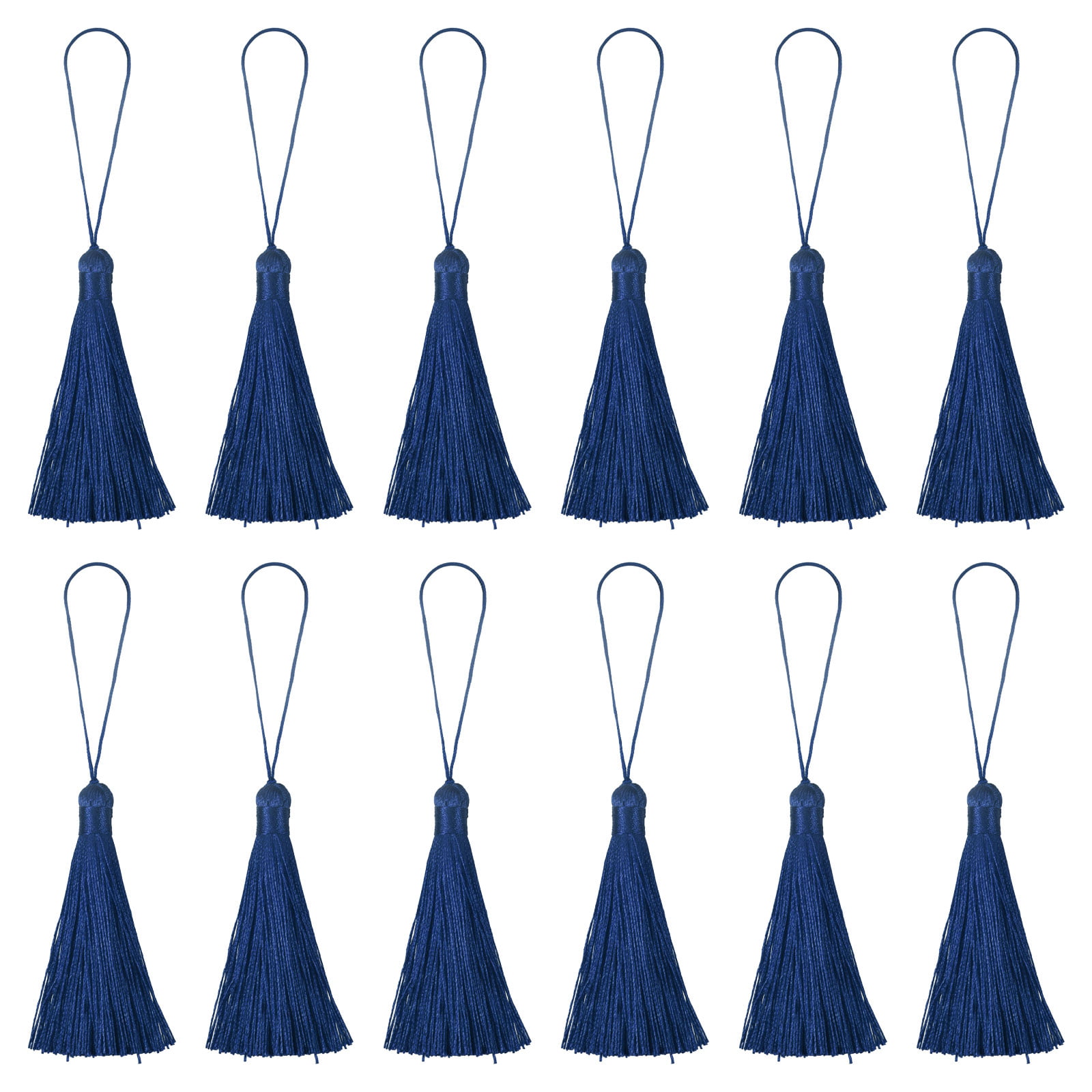 Uxcell 6.5 Silky Bookmark Tassels with Loop for DIY Craft Accessory, 8Pack  Dark Blue 