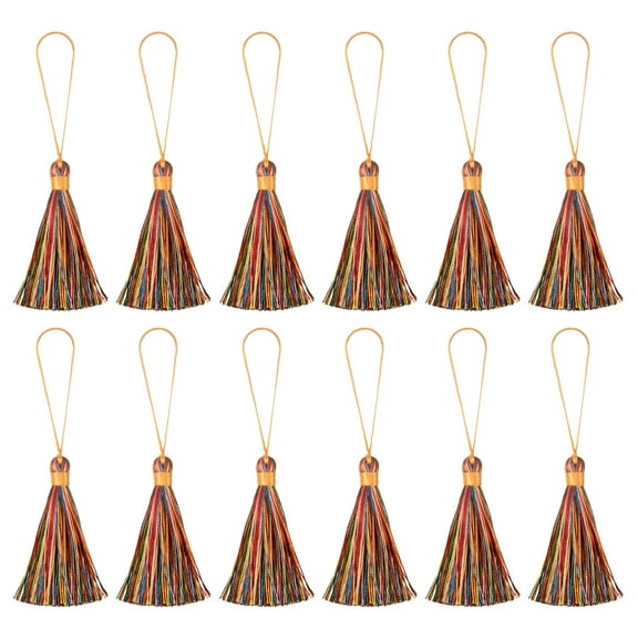 Uxcell 6.5" Silky Bookmark Tassels with Loop for DIY Craft Accessory, 12Pack Multicolored