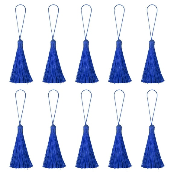 Uxcell 6.5" Silky Bookmark Tassels with Loop for DIY Craft Accessory, 20Pack Sapphire Blue