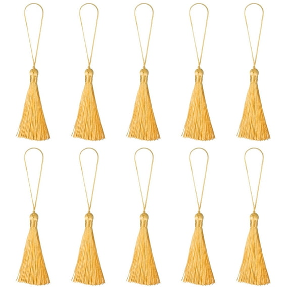 Uxcell 6.5" Silky Bookmark Tassels with Loop for DIY Craft Accessory, 20Pack Yellow