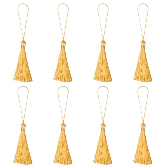 Uxcell 6.5" Silky Bookmark Tassels with Loop for DIY Craft Accessory, 8Pack Yellow