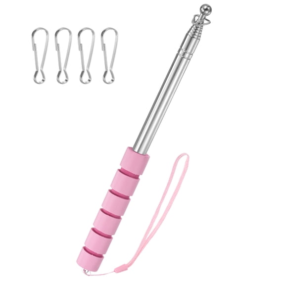 Uxcell 6.56Ft/2M Telescopic Flag Pole with Clips Pink