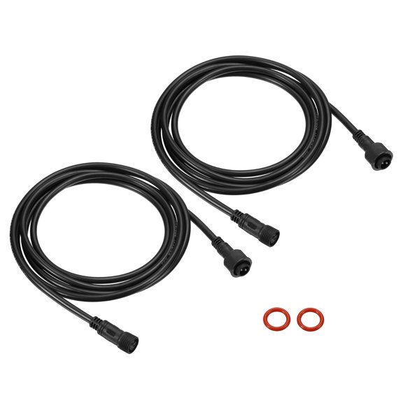 Uxcell 6.56ft 2 Pin 18 AWG Cord Waterproof IP67 Connector Extension Cable Wire Black 2 Pack